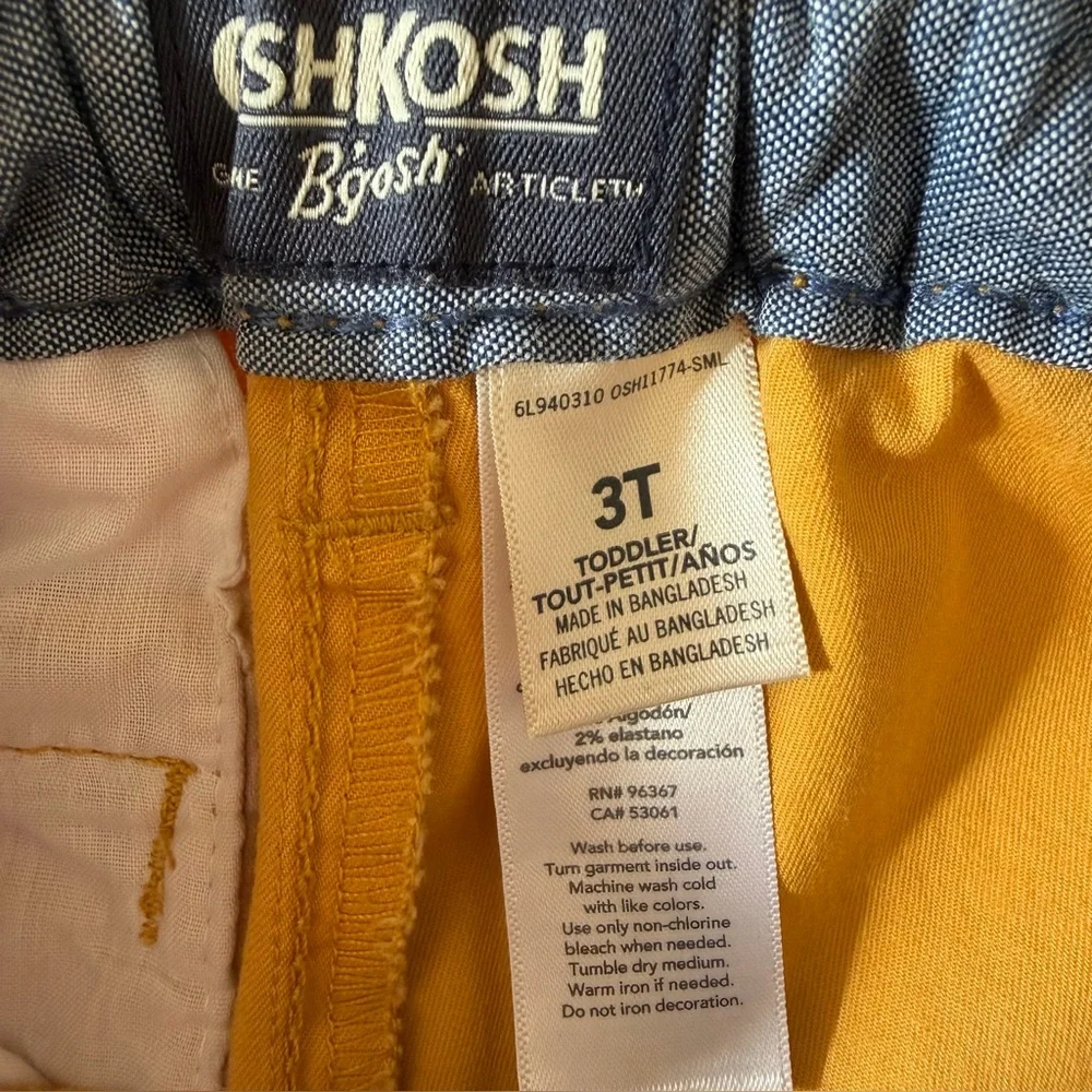 4/$25 OshKosh B'gosh Blue 100% Cotton Shirt and Yellow Shorts Matching Set Size3